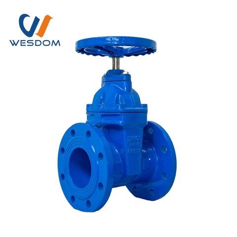 WESDOM DIN3352 F5 Gate Valve DN80 Ductile Iron Flanged Water Fluid Non Ring Stem stainless Steel Manual Handwheel 2-48 Blue