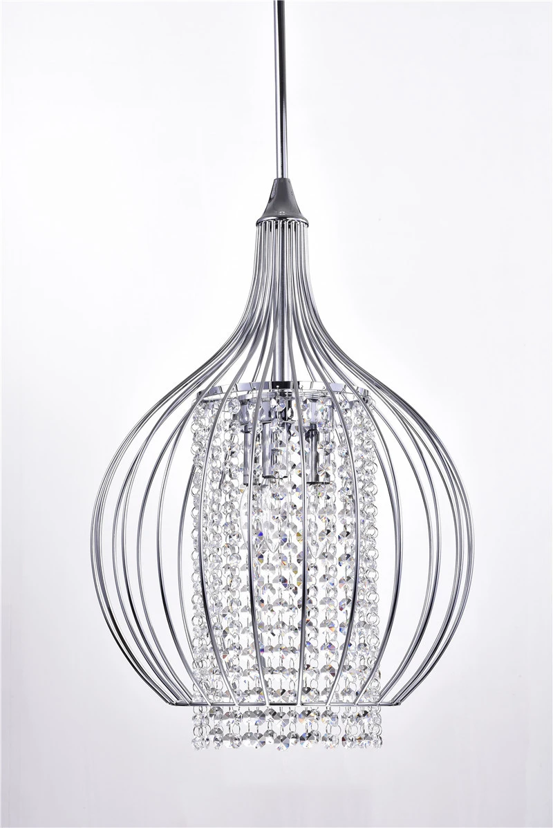 Wholesale 60W 3 bulbs E12 chrome  metal crystal price pendant fixtures chandelier lighting