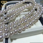 Wholesale 8-8.5mm high quality round natural seawater white akoya pearls strand  price gemstone necklace