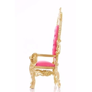 Wholesale Antique Furniture King David Lion Throne Chair in Pink and Gold Color