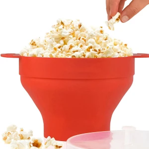 Wholesale Custom Microwave Popcorn Maker Collapsible Silicone Popcorn Microwave Bowl with Lid