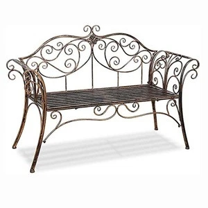 Wholesale Durable Antique Bronze Decorative Outdoor Garden Patio Furniture Metal Scroll Bench