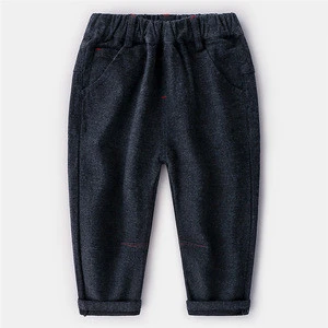 Wholesale fashion custom logo fleece stretch solid kids boy casual pants