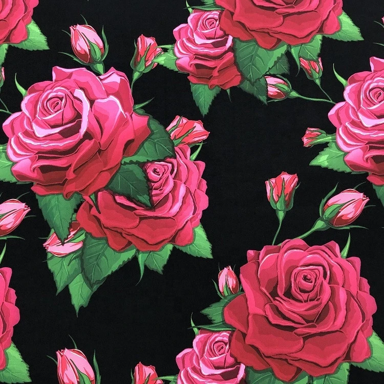 Wholesale Floral Knitted Microfiber Lycra Custom Print 4 Way Stretch Polyester Spandex Fabric