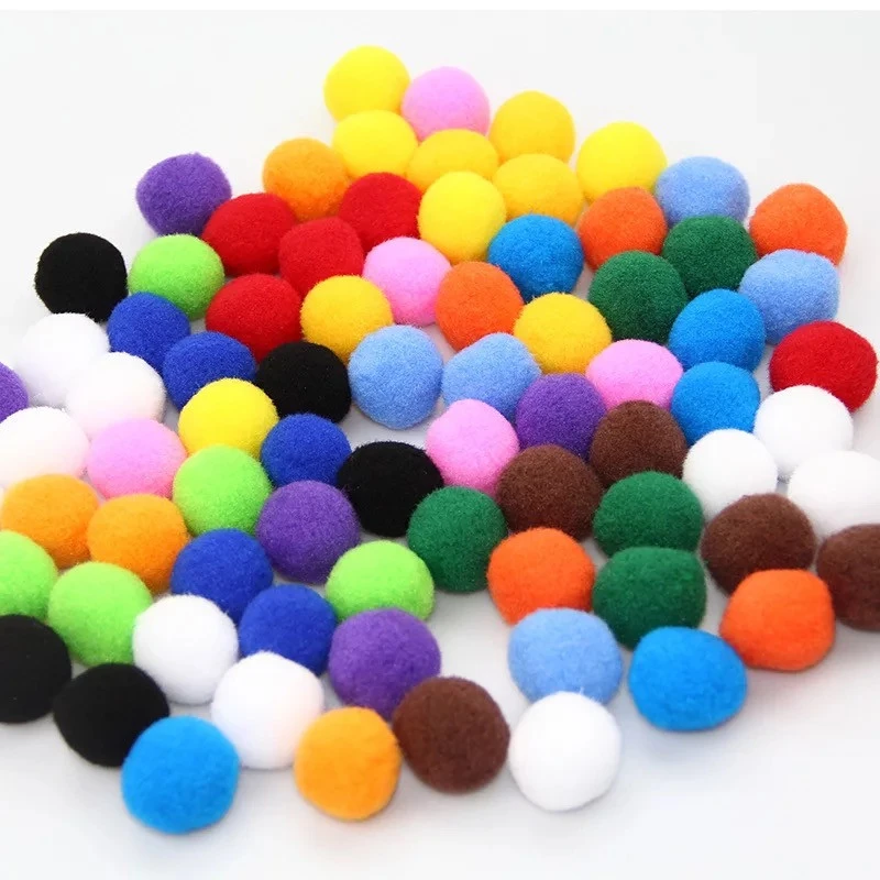 Wholesale high-grade Custom Size DIY Kids Craft Handcraft Assorted  polyester Soft Fluffy Pompoms for birthday party hats