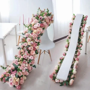 Wholesale High Quality Silk flower table runner flower runner wedding table Artificial Flowers For Wedding