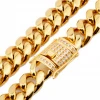 Wholesale Hip Hop Cuban Link Chain Men Gold Chain 18k gold plated Stainless Steel Chain Necklace