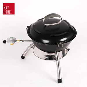 Wholesale kettle shaped commercial outdoor kitchen BBQ with regulator Butane mini camping portable gas bbq grill