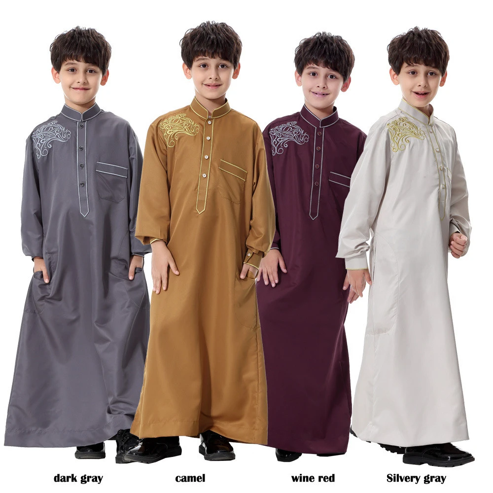 Wholesale Middle East Arabian Muslim Children Teen Boy Thobe Robe Islamic Children Abaya Clothing