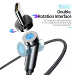 Wholesale Mobile phone accessories magnetic data cable 3 in 1 Led light 540 degree rotation magnetic charger cable usb cable