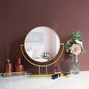 wholesale modern gold rotatable decorative desk table vanity makeup mirror salon mirrors for bedroom