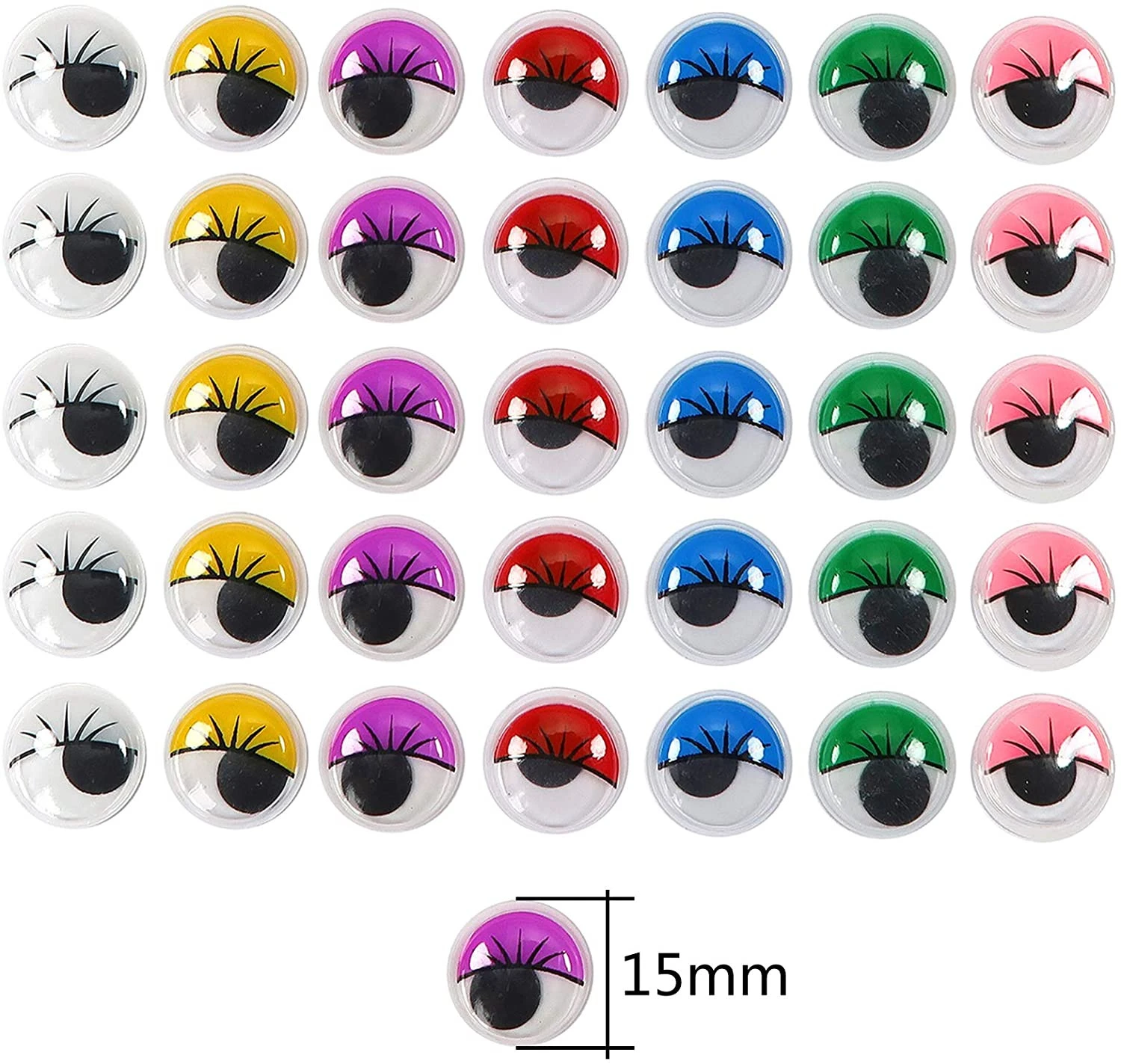 Wholesale Multi Colors Self-Adhesive Wiggly Googly Eyes with Eyelash DIY Scrapbooking Crafts Toy Accessories