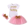 Wholesale New Birthday Dresses Baby Girl 1 Year Old Baby Birthday Outfit 3Piece For Girl
