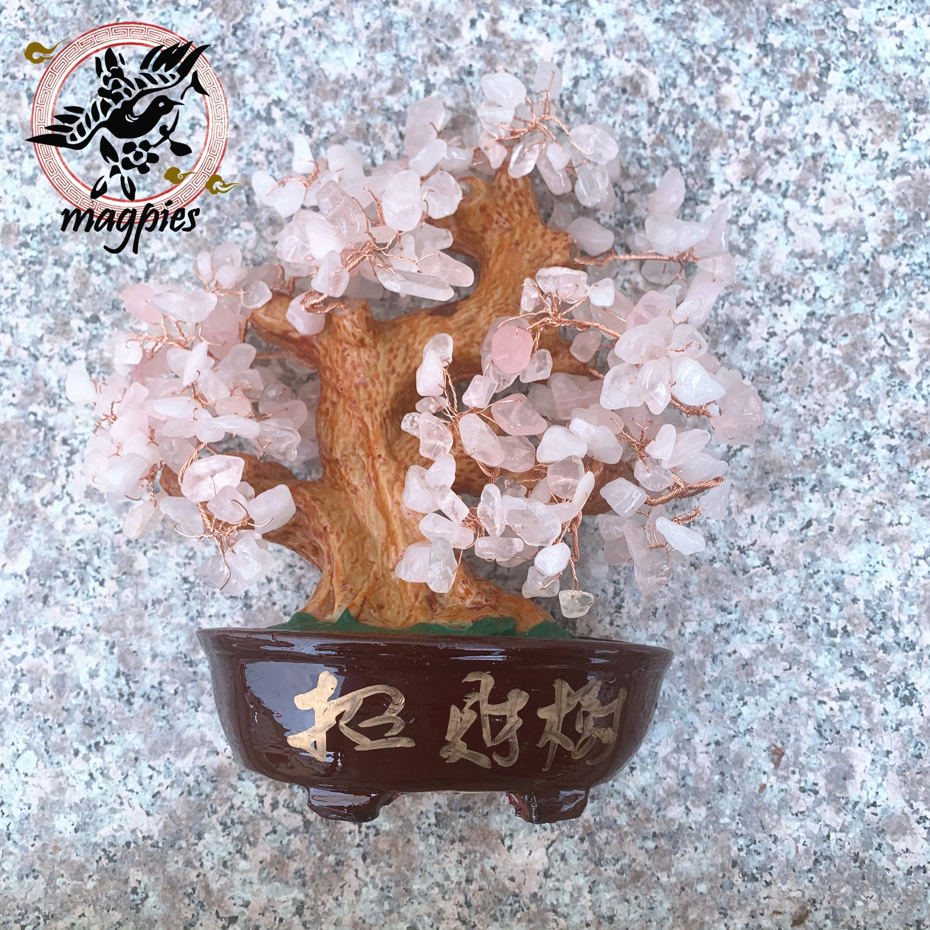 Wholesale Nice Life Tree Natural Citrine Tree Lucky Rose Quartz Tree with Rough Gem Stone Base Wonderful Home Decoration Gifts