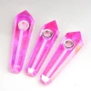 Wholesale Pink Electroplating Crystal Smoking Pipe Wand Point Crystal Stones Tobacco Pipe