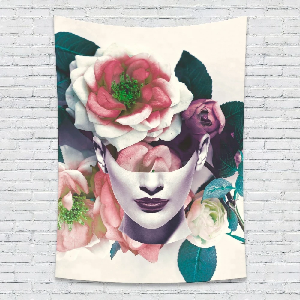 Wholesale Stylish Psychedelic Vertical Art Fabric Decor Digital Printing Wall Hanging Tapestry