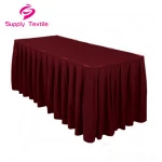 Wholesale White Polyester Wedding Square Table Cloth  Banquet Party Table Skirt