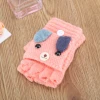 Winter Kids Warm Gloves Primary School Cashmere Knit Flip Half Finger Gloves Cartoon Mittens For Boys Girls