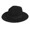 Winter warm  Custom design your own  black flat wide brim Fedora 100% Wool Felt Hat for women female