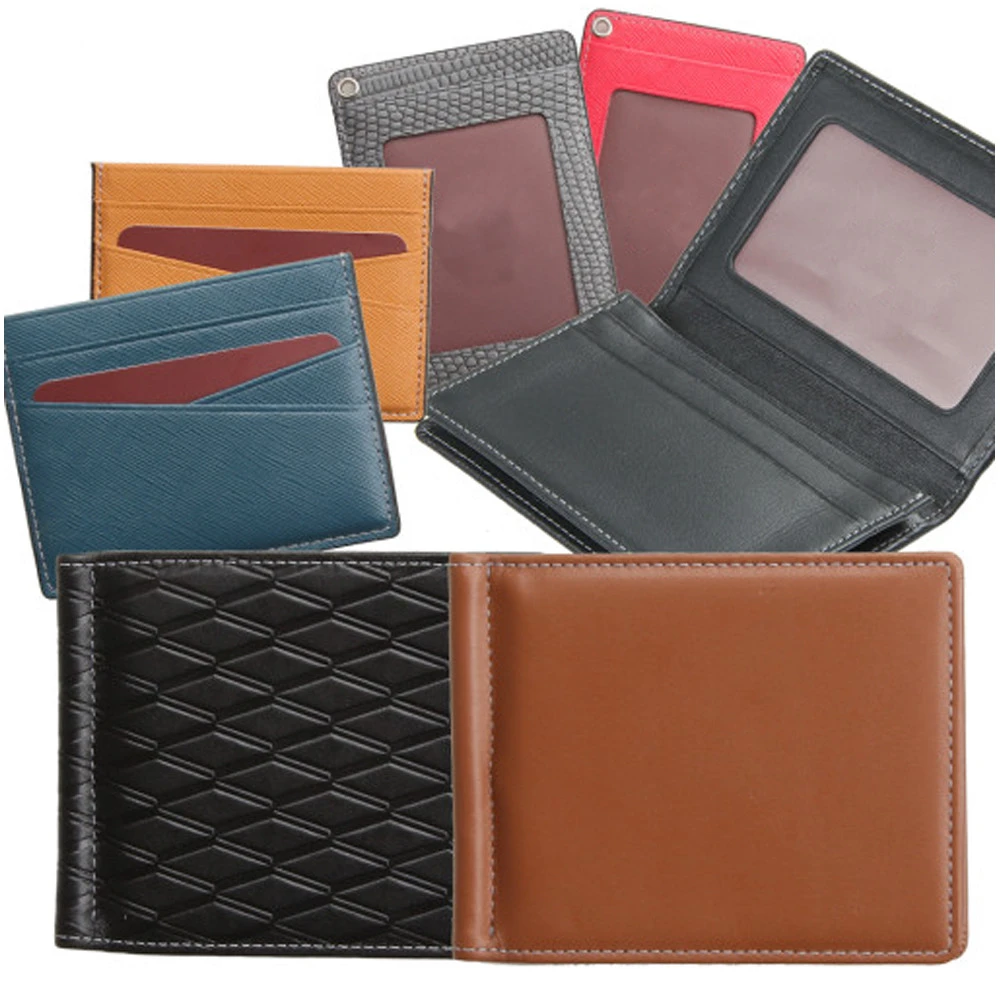 Women Men Wallet Unisex Leather Slim Wallet Zipper Hasp Wallet Coin Purse ID Credit Card Holder Card Cases