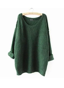 Womens Fashion Oversized Knitted Crewneck Casual Pullovers Sweater