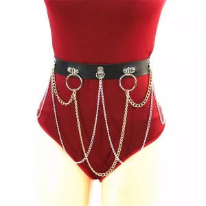 Women&#x27;s punk body chain personalized retro tassel all-match multi-layer waist chain leather sexy belt