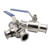 Wrench Lever Operated Ball Valve Price List SS Clamped Three-Way Ball Valve