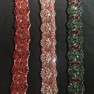 wuku 2020 new color crystal iron on decorative fashion trim belt