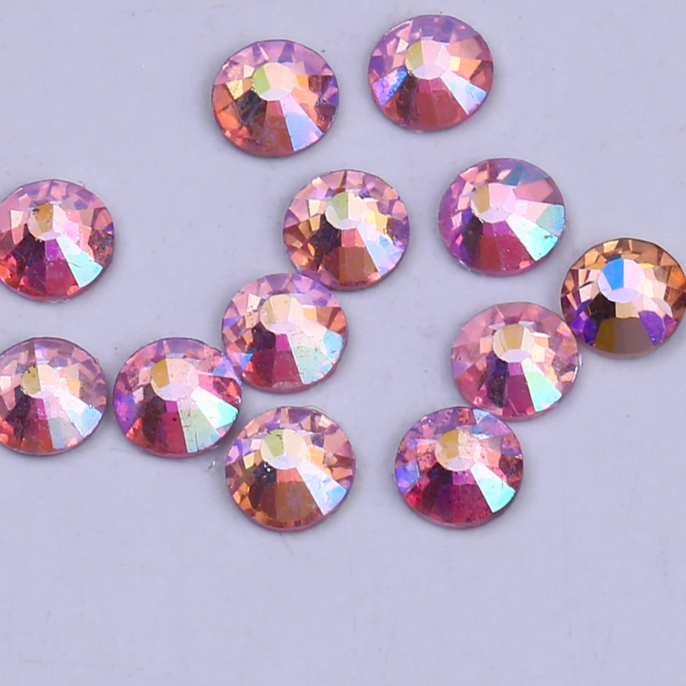 XULIN non Hot Fix Flat AB Pink Beaded Decorative Glass Rhinestones