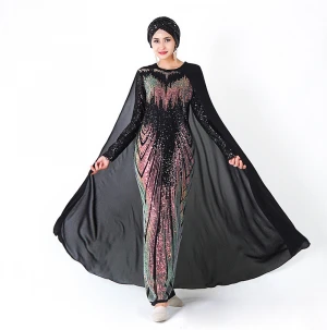 Y460 Cinus abaya islamic clothing wholesale  Islamic evening dress with embroidered cloak