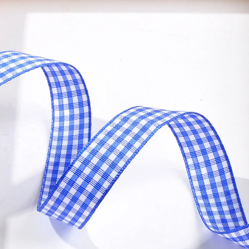 YAMA Factory New Polyester 25mm Gingham Checked Plaid Ribbon For Garments Accessories