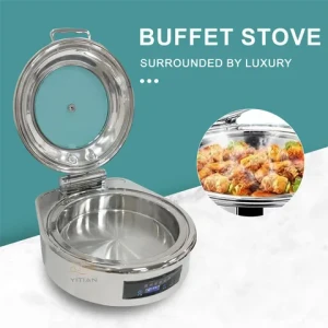 YITIAN Deluxe Quality 6L CNC Buffet Stove Stainless Steel Hotel Restaurant Food Heater With Glass Lid