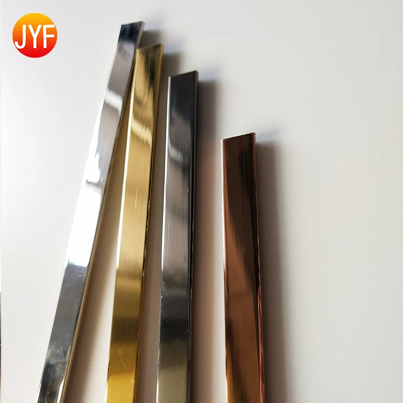 Z Z0603 HOT Sale T Shape 6x4mm Gold Color Polished Stainless Steel Mirror Trim Tile Corner Trim Stainless Steel
