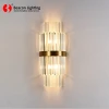 zhongshan customized hot sale indoor luxury gold steel crystal wall lamp with E26 E27 for hotel lobby lights home living room