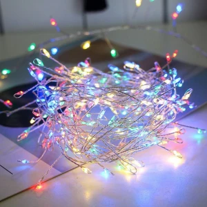 Firecracker lights Christmas tree led lights string Christmas copper wire lights remote control holiday scene layout at
