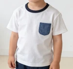 BSCI Certified 100% Cotton Kids' T-shirt with Denim Pocket