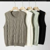 Wool-blend cable-knit vest