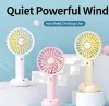 New Pocket Fan, Handheld Mini USB Rechargeable Portable Carabiner Fan, Strong Wind Outdoor Cartoon Fan