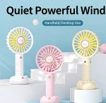 New Pocket Fan, Handheld Mini USB Rechargeable Portable Carabiner Fan, Strong Wind Outdoor Cartoon Fan