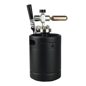 Homebrew 64 oz black matte coated mini keg growler dispenser