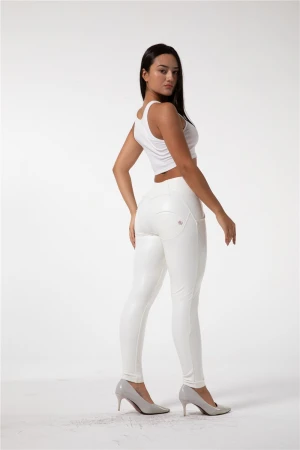 Shascullfites Melody white leather leggings warm leggings for women  bum lift effect shaping leggings