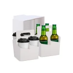 Custom Friendly Disposable Paper Take Out Coffee Cup Drink Carrier 2/4 Pack Paper Cup Holder Drink Carry Box with Handl