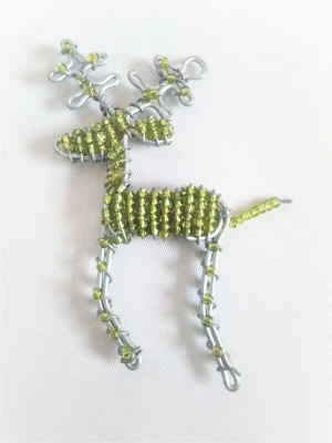 Wire Beaded Christmas Reindeer Decoration