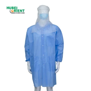 Anti-dust Snaps Closure Disposable Lab Coat