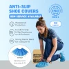 Anti-Slip Disposable Shoe Covers | Waterproof PVC Dot Sole | 25GSM Blue Non-Woven | Secure Elastic Fit