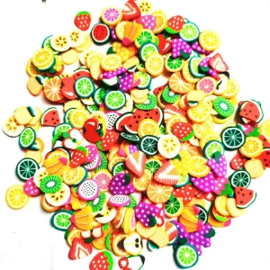 1 cm man-made crafts polymer clay fruit slices mixed color, used for clay sprinkling decorations