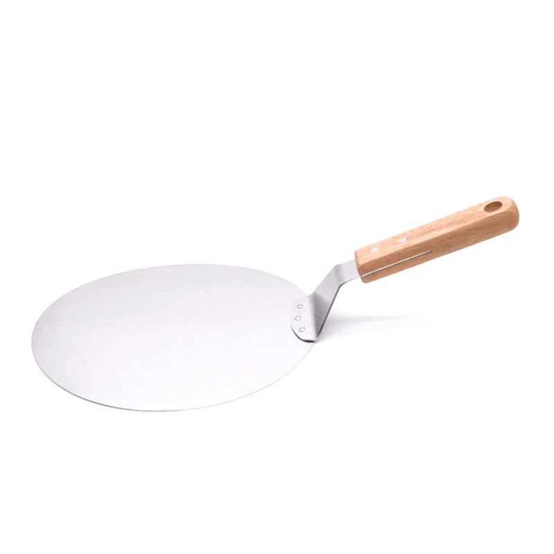 10 inch oak handle pizza shovel round stainless steel pizza shovel
