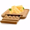 100% Natural Bamboo Cheese Board and Cutlery Set with Slide-Out Drawer