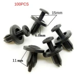 100PCS 6MM Black Car Bumper Interior Trim Door Panels Screw Universal Clip Fastener Auto Spare Parts