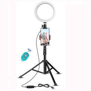 10&quot; Selfie Ring Light with Tripod Stand - LED Camera Selfie BT Ring Light with 3 Phone Holders for Photography YouTube